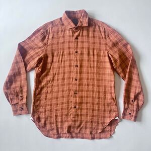 NWT Barba Napoli “Dandy life” burnt orange and burgundy plaid long sleeve shirt